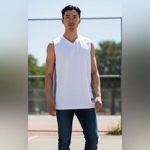 Mens Sportswear Adult White and Grey Tank Top Size large NWOT